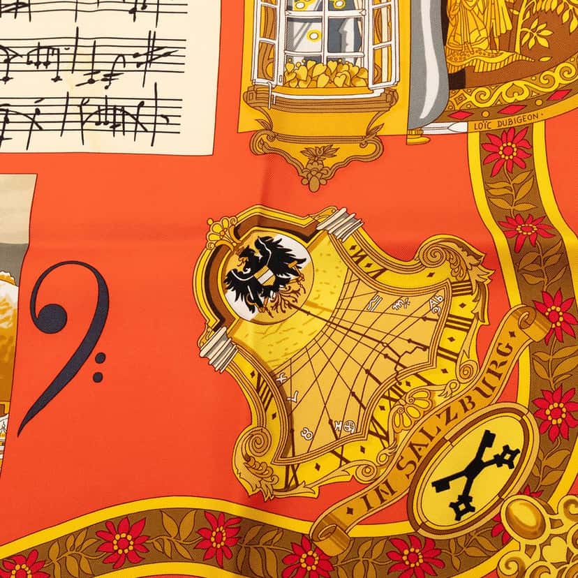 Hermès Salzburg Silk Scarf 90 Orange Very good condition - Box View