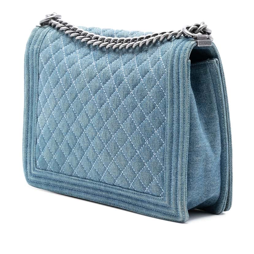 Chanel Large Quilted Denim Boy Flap Blue Never worn, with tag - Back View