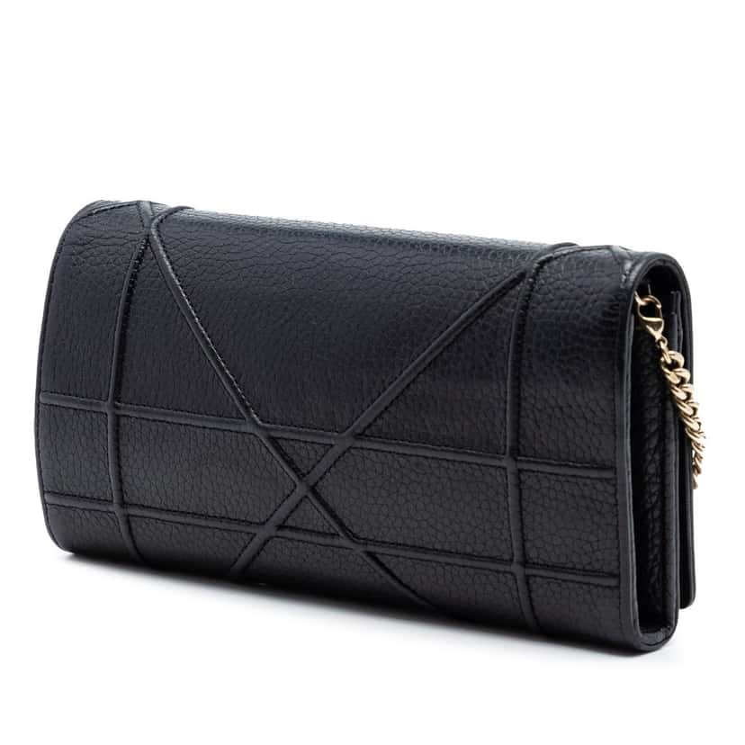 Dior Grained Calfskin Diorama Croisiere Wallet on Chain Black Leather Very good condition - Back View