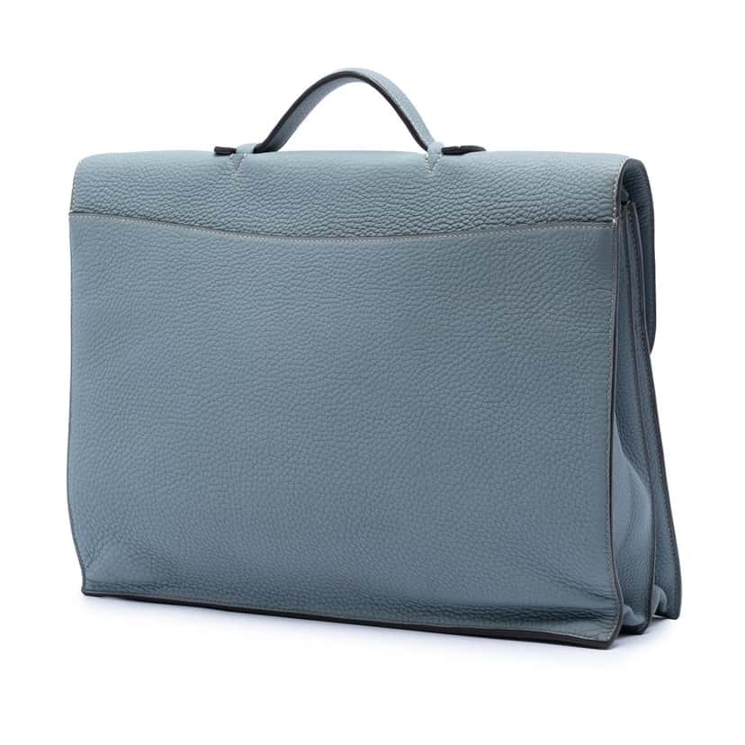 Hermès Togo Sac a Depeches 38 Blue Leather Very good condition - Back View