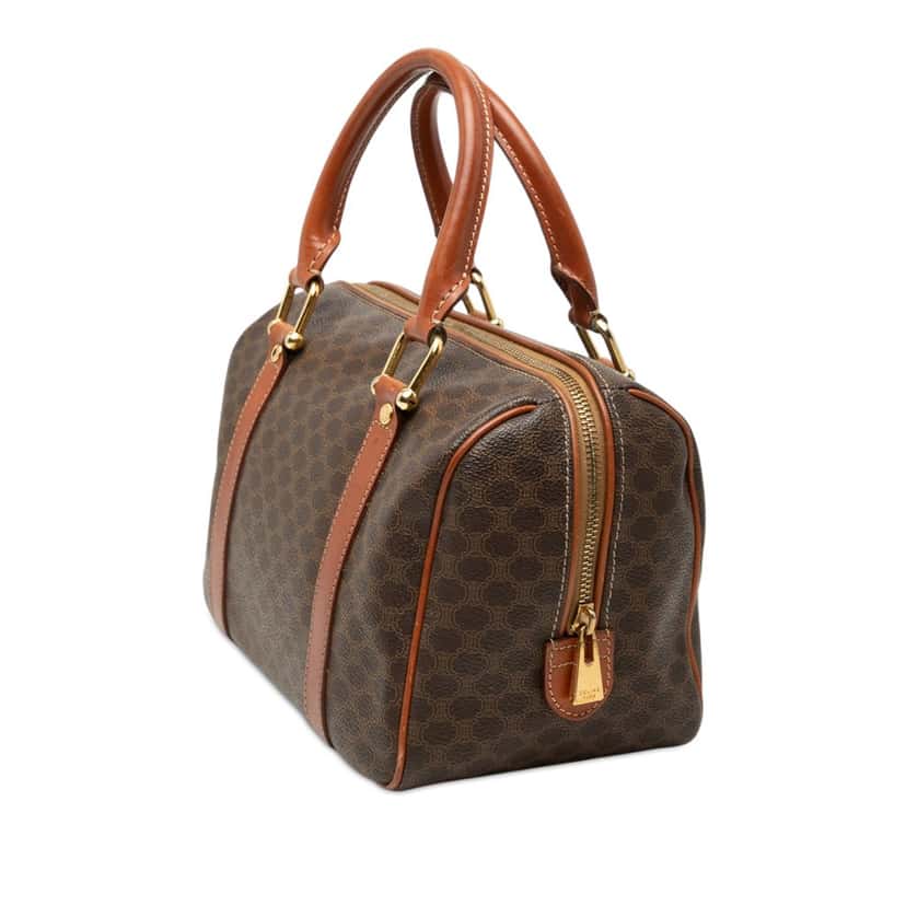 Celine Macadam Coated Canvas Handbag Brown Very good condition - Back View