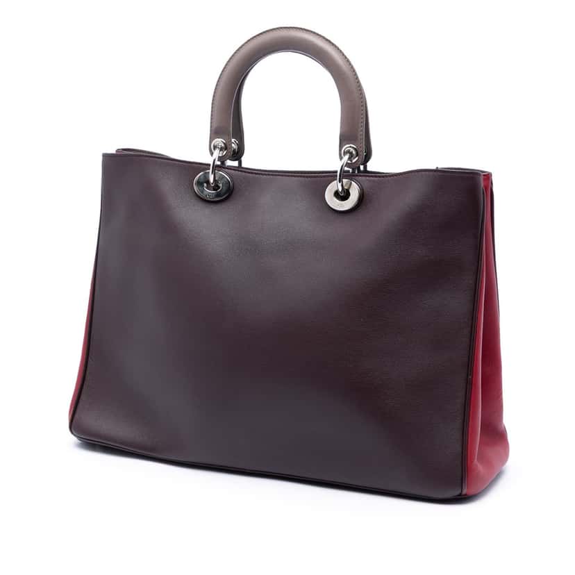 Dior Large Tricolor Diorissimo Satchel Red Leather Good condition - Back View