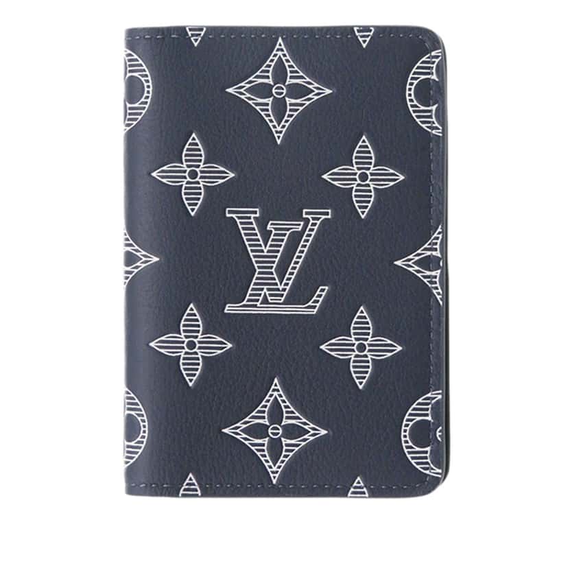 Louis Vuitton Monogram Shadow Pocket Organizer Blue Leather Very good condition - Front View