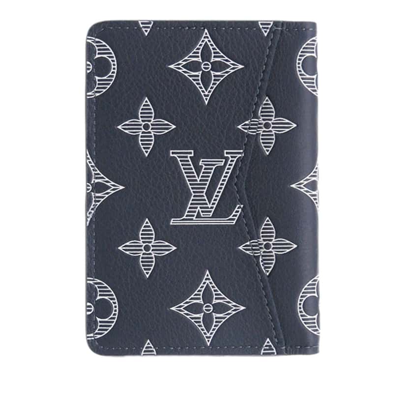 Louis Vuitton Monogram Shadow Pocket Organizer Blue Leather Very good condition - Back View