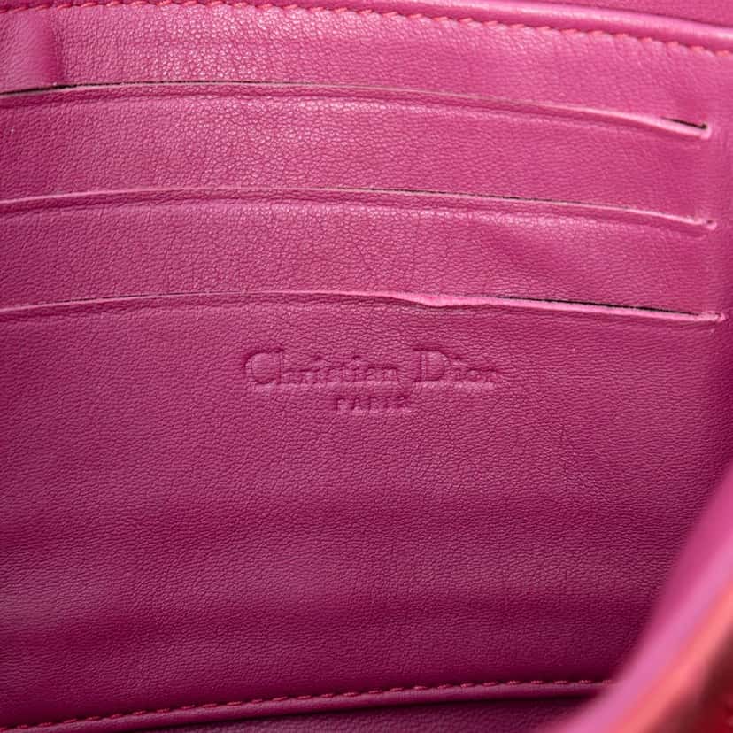 Dior Patent Cannage Lady Dior Wallet On Chain Red Leather Very good condition - Box View