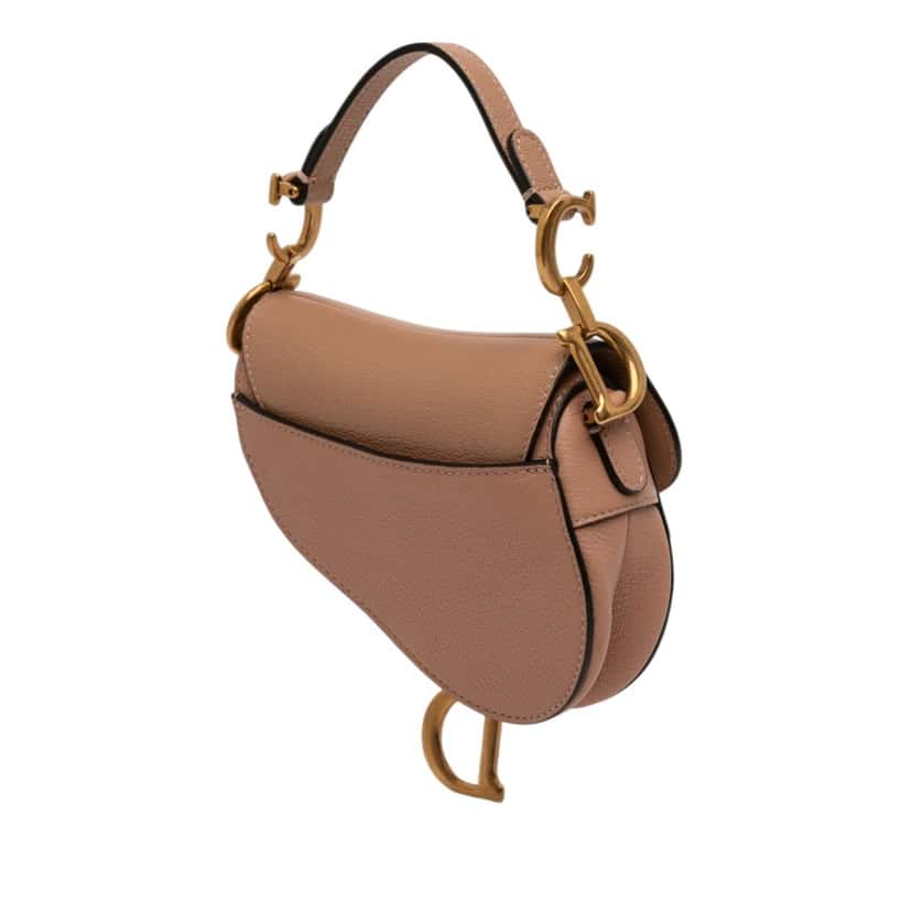 Dior Micro Goatskin Saddle Bag Brown Leather Very good condition - Back View