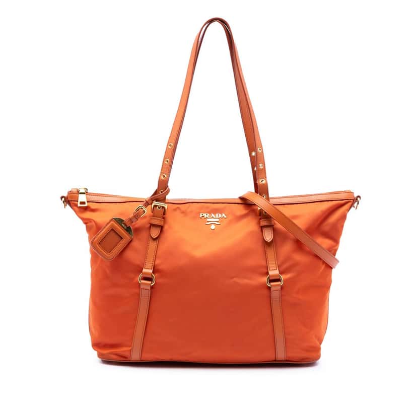 Prada Saffiano Trimmed Tessuto Satchel Orange Very good condition - Front View