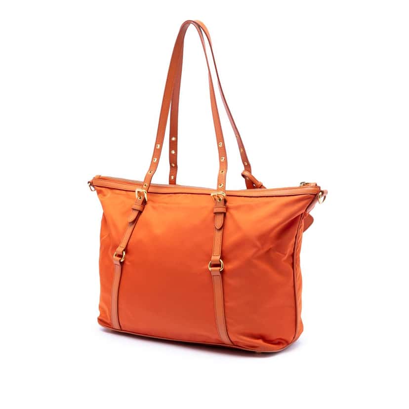 Prada Saffiano Trimmed Tessuto Satchel Orange Very good condition - Back View