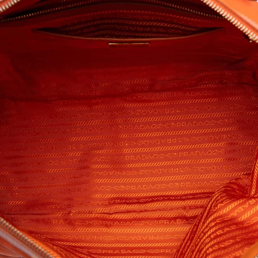 Prada Saffiano Trimmed Tessuto Satchel Orange Very good condition - Model View