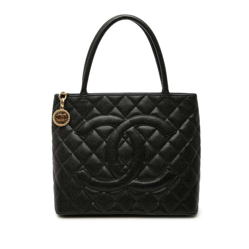 Chanel Caviar Medallion Tote Black Leather Very good condition - Front View