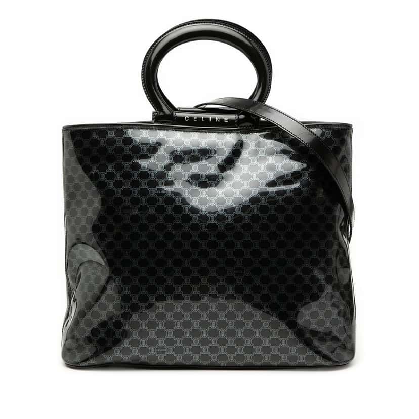Celine Macadam PVC Satchel Black Plastic Very good condition - Front View