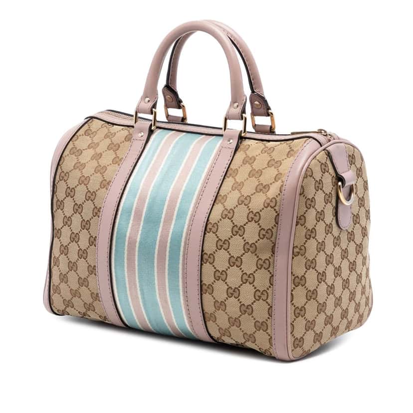Gucci Medium GG Canvas Web Joy Boston Bag Beige Very good condition - Back View