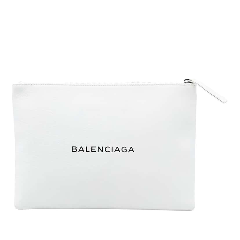 Balenciaga Leather Everyday Clutch White Leather Very good condition - Front View