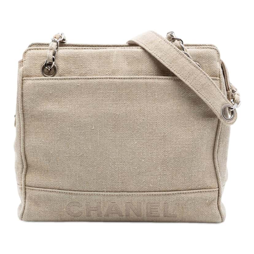 Chanel Petite Canvas Shopping Tote Beige Very good condition - Front View