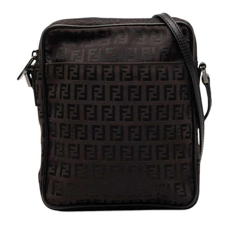 Fendi Zucchino Canvas Crossbody Black Very good condition - Front View