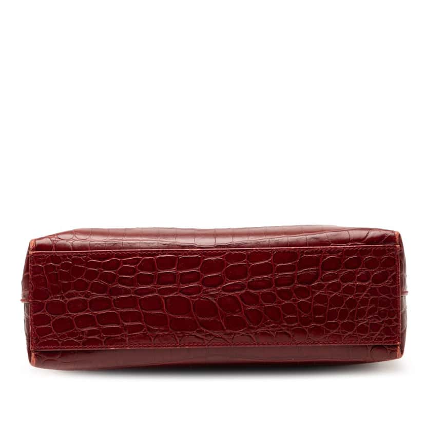 Ferragamo Croc Embossed Leather Vara Shoulder Bag Red Leather Very good condition - Inside View