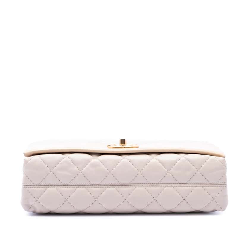 Chanel Medium Quilted Lambskin Soft Elegance Flap Brown Leather Very good condition - Inside View