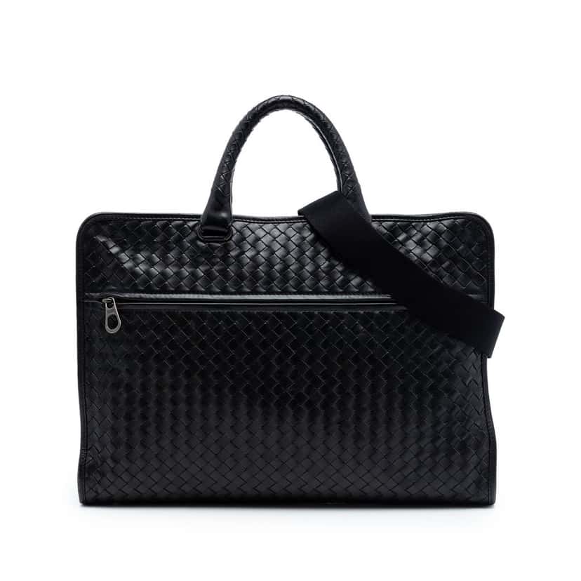 Bottega Veneta Nappa Intrecciato Business Bag Black Leather Very good condition - Front View