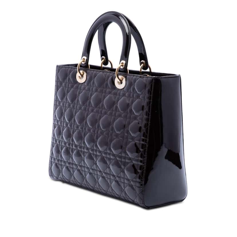 Dior Large Patent Cannage Lady Dior Purple Leather Very good condition - Back View