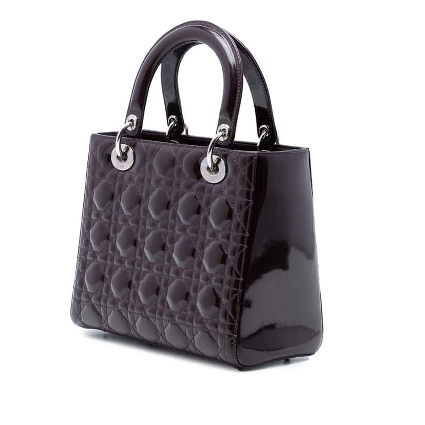 Dior Medium Patent Cannage Lady Dior Purple Leather Very good condition - Back View