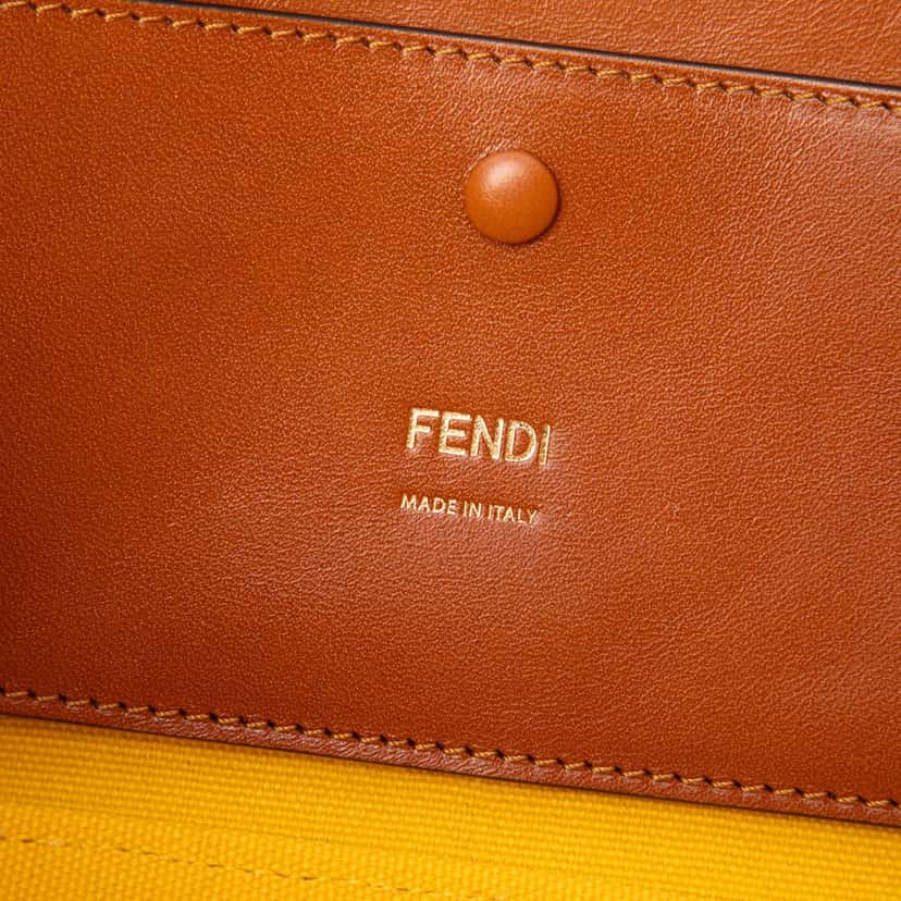 Fendi Zucca FF Ajour Embroidered Canvas Baguette Satchel Yellow Very good condition - Box View