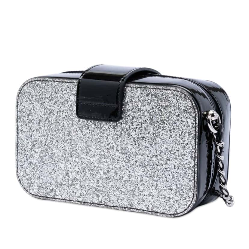 Chanel Glitter Patent Evening On The Moon Camera Case Silver Leather Very good condition - Back View