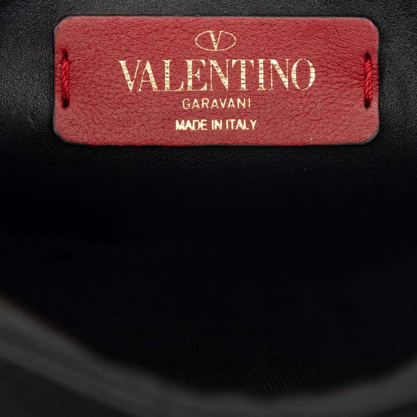 Valentino Calfskin Rockstud VLTN Oval Crossbody Black Leather Very good condition - Box View