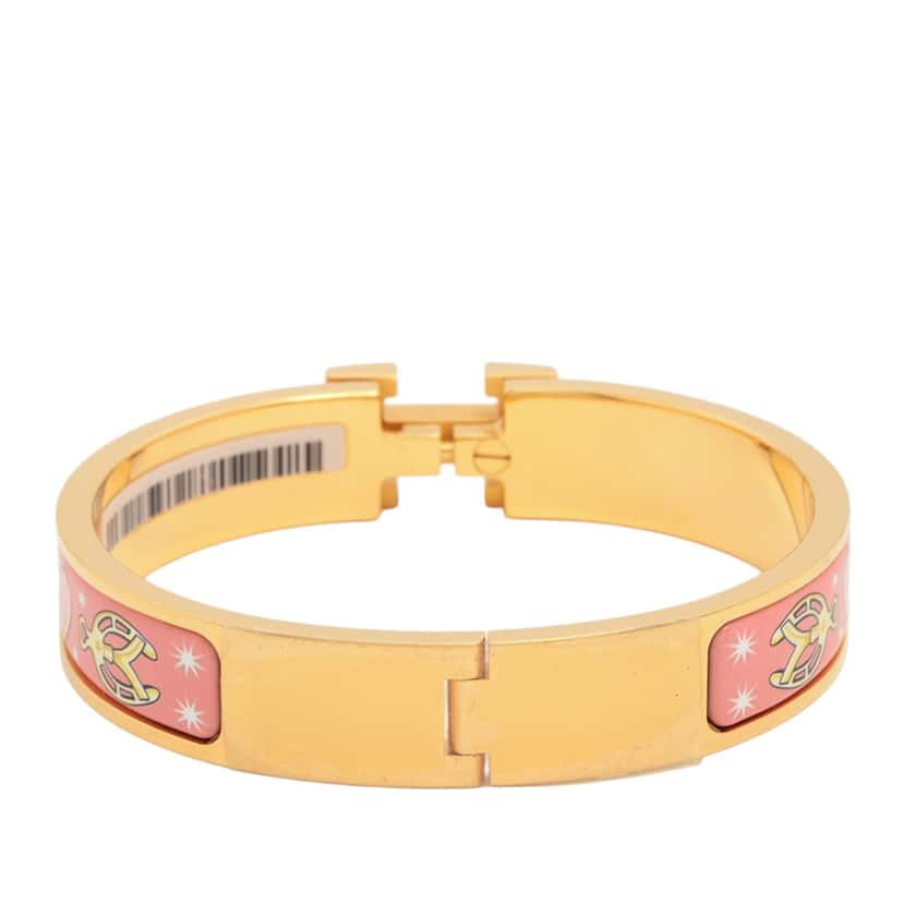 Hermès Narrow Enamel Chorus Stellarum Clic H Bracelet PM Pink Very good condition - Back View