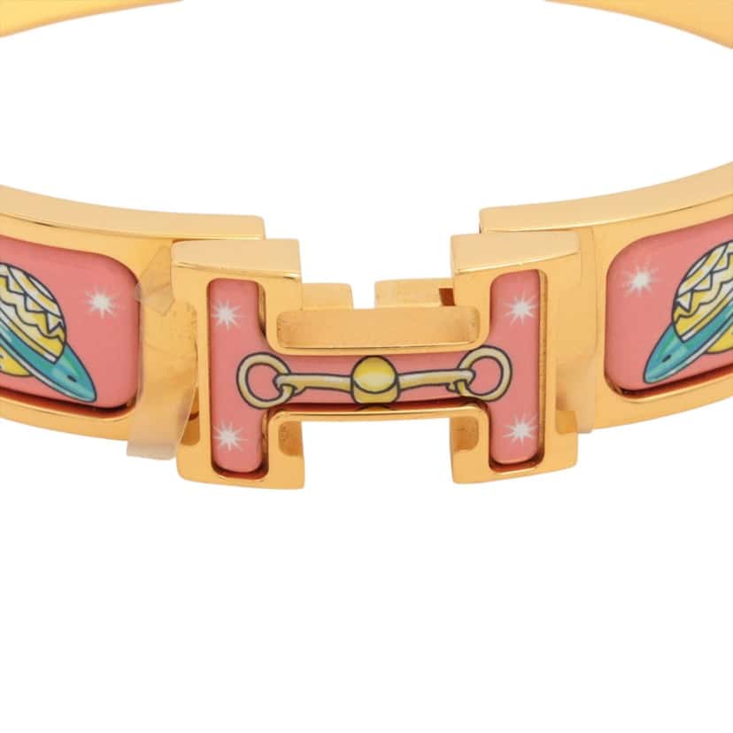 Hermès Narrow Enamel Chorus Stellarum Clic H Bracelet PM Pink Very good condition - Inside View