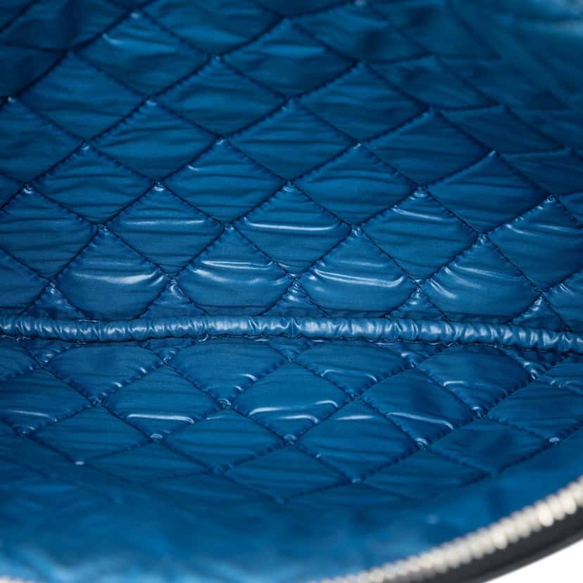 Chanel Medium Bicolor Quilted Sheepskin Mademoiselle O Case Clutch Blue Leather Very good condition - Model View