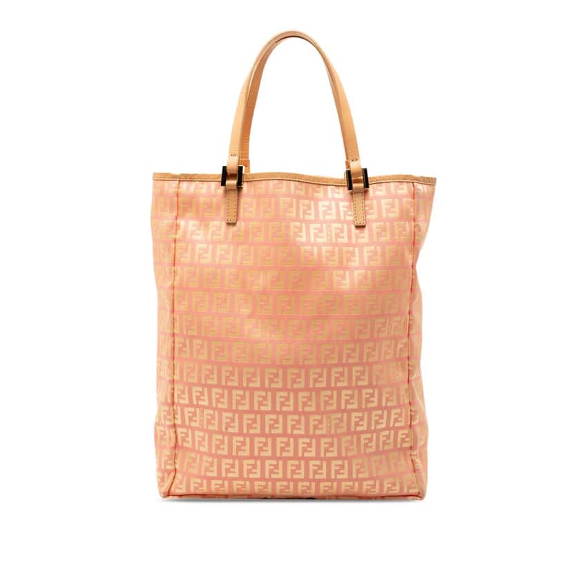 Fendi Zucchino Canvas Vertical Tote Pink Very good condition - Front View