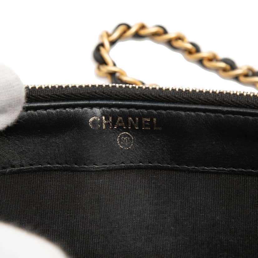 Chanel Quilted Lambskin Boy Double Zip Wallet On Chain Black Leather Very good condition - Box View