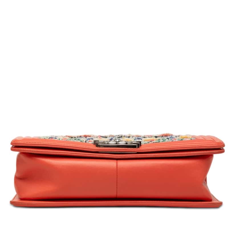 Chanel Medium Tweed and Lambskin Boy Flap Orange Very good condition - Inside View