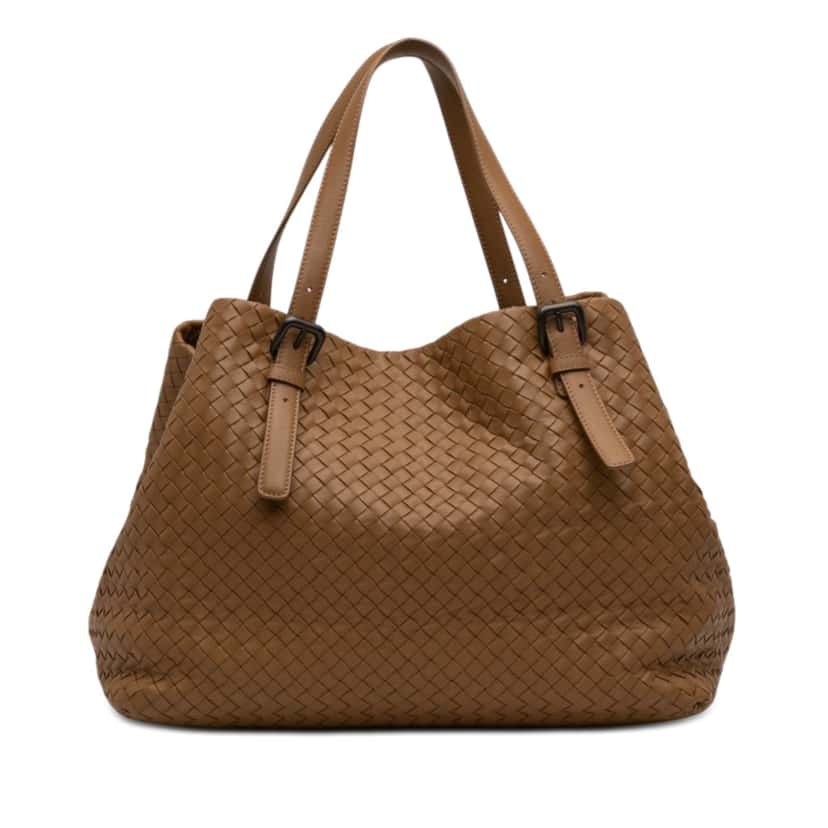 Bottega Veneta Large Nappa Intrecciato Cesta Tote Brown Leather Very good condition - Front View