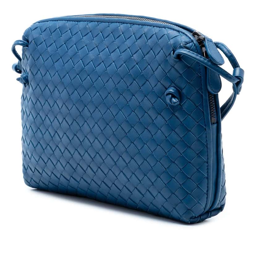 Bottega Veneta Nappa Intrecciato Nodini Crossbody Blue Leather Very good condition - Back View
