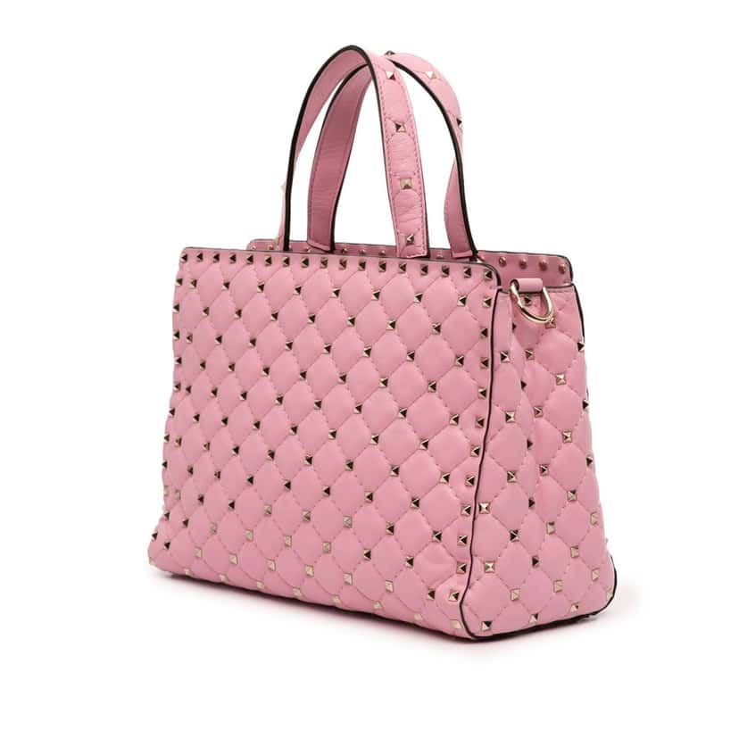 Valentino Lambskin Rockstud Spike Satchel Pink Leather Very good condition - Back View