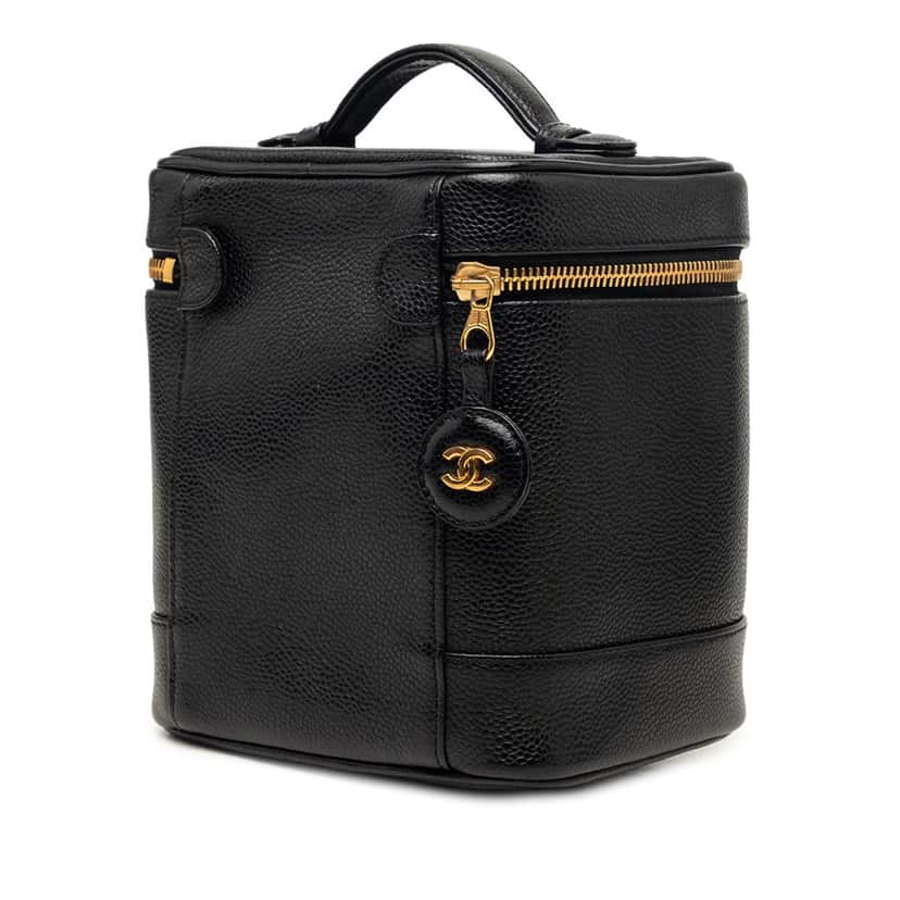 Chanel CC Caviar Vanity Bag Black Leather Very good condition - Back View