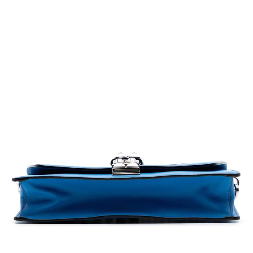 Prada City Calf and Saffiano Studded Elektra Crossbody Blue Leather Very good condition - Inside View
