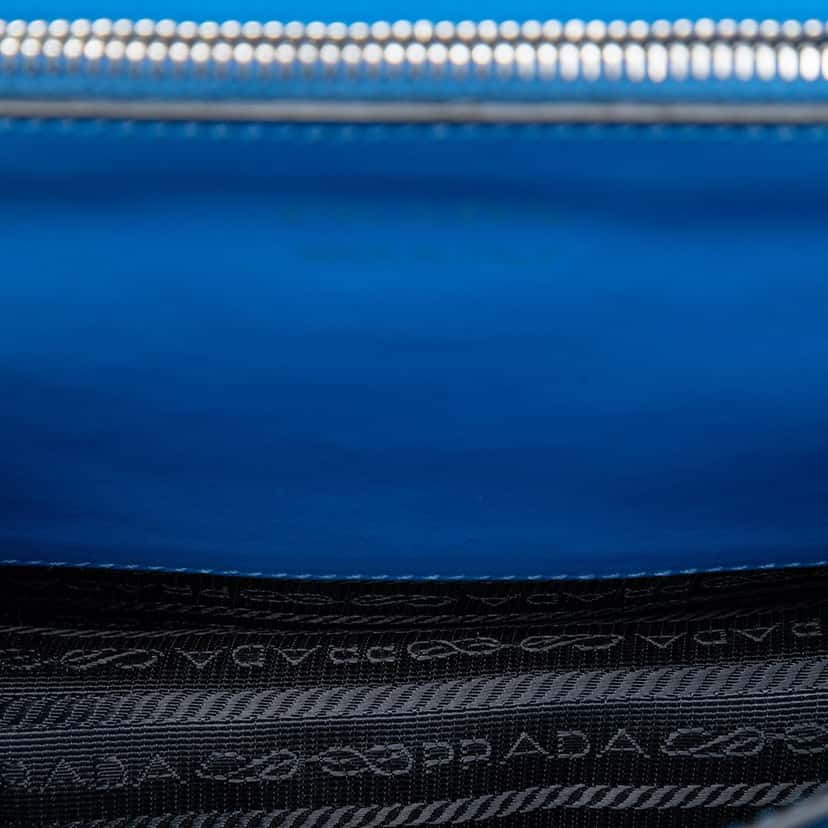 Prada City Calf and Saffiano Studded Elektra Crossbody Blue Leather Very good condition - Model View