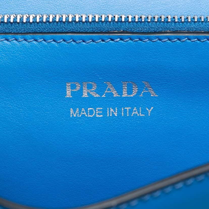 Prada City Calf and Saffiano Studded Elektra Crossbody Blue Leather Very good condition - Box View