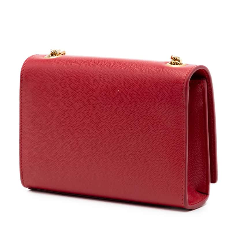 Saint Laurent Small Grain De Poudre Monogram Kate Crossbody Red Leather Very good condition - Back View