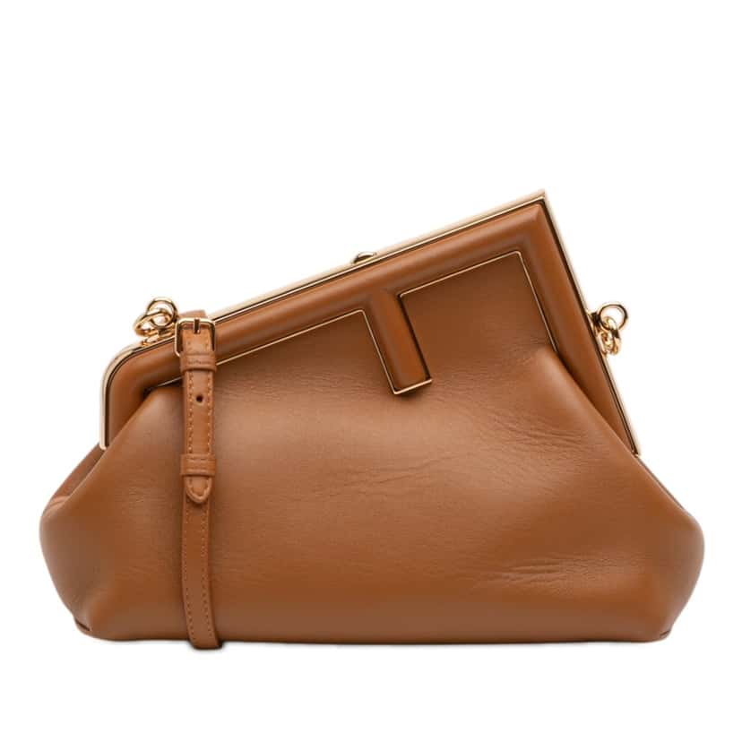 Fendi Small Nappa Fendi First Crossbody Brown Leather Very good condition - Front View