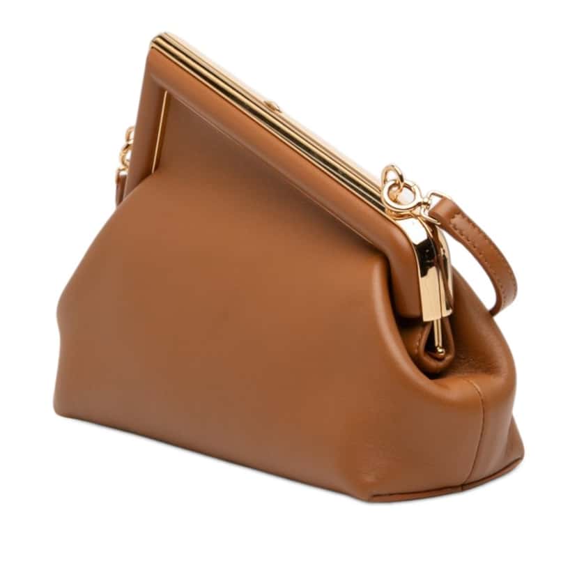 Fendi Small Nappa Fendi First Crossbody Brown Leather Very good condition - Back View