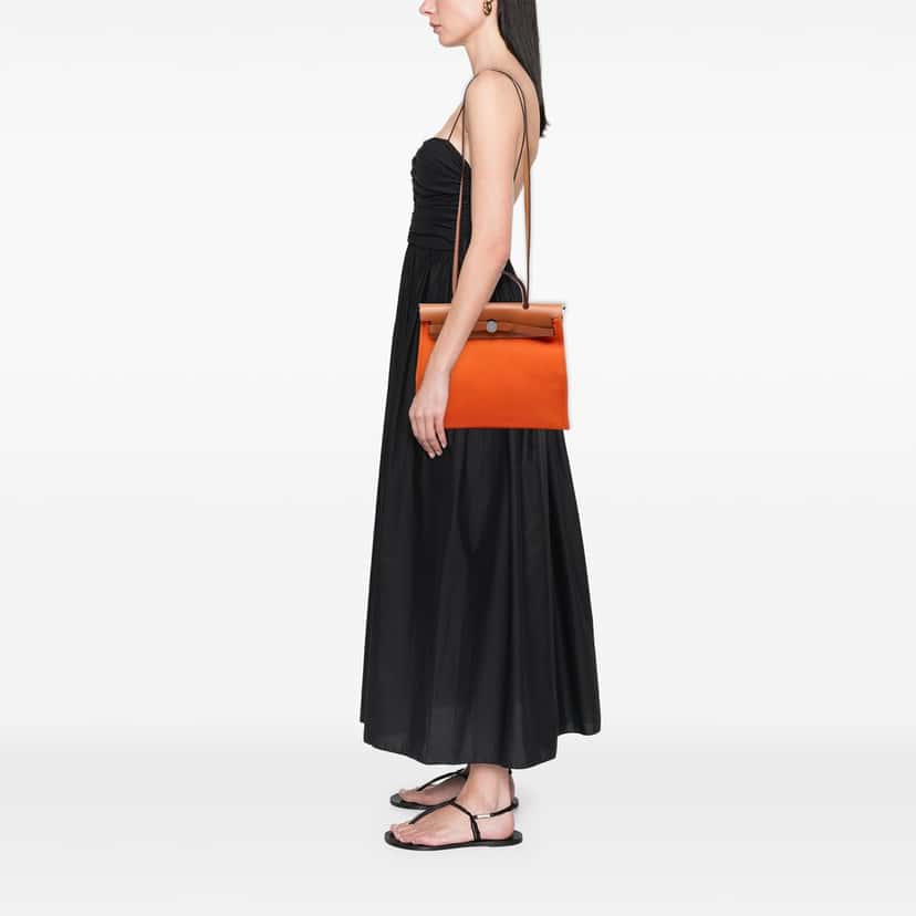 Hermès Toile Herbag Zip 31 Orange Very good condition - Box View