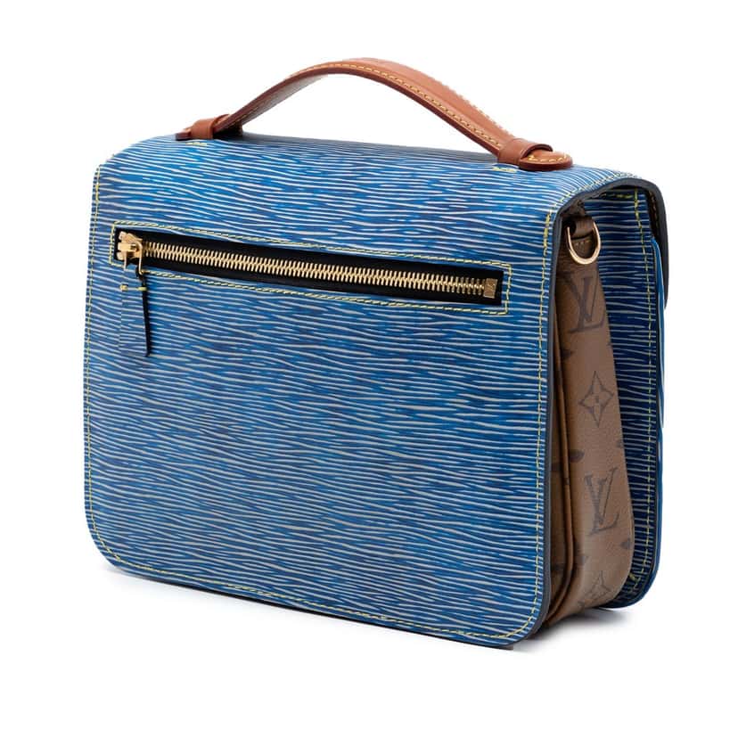 Louis Vuitton Epi Denim and Reverse Monogram Pochette Metis Blue Leather Very good condition - Back View