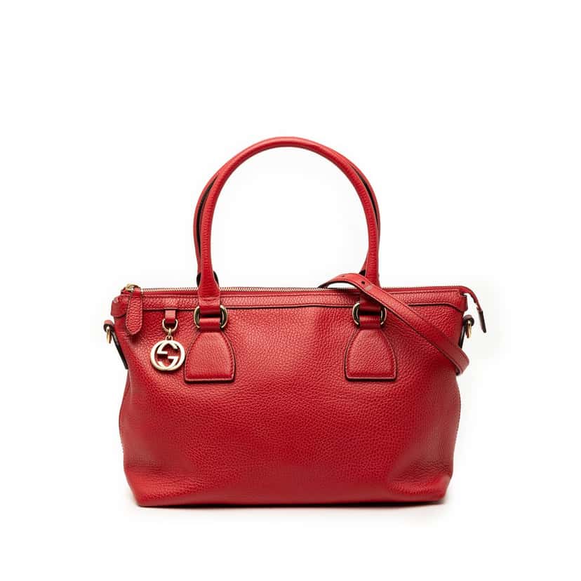 Gucci Dollar Calfskin GG Charm Satchel Red Leather Very good condition - Front View