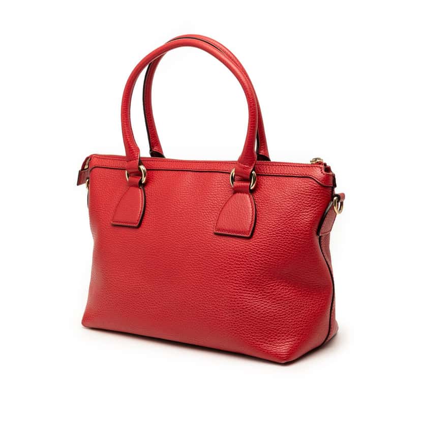 Gucci Dollar Calfskin GG Charm Satchel Red Leather Very good condition - Back View