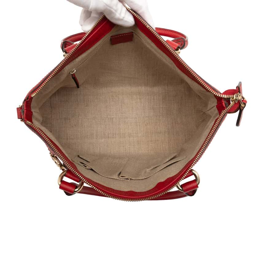 Gucci Dollar Calfskin GG Charm Satchel Red Leather Very good condition - Model View