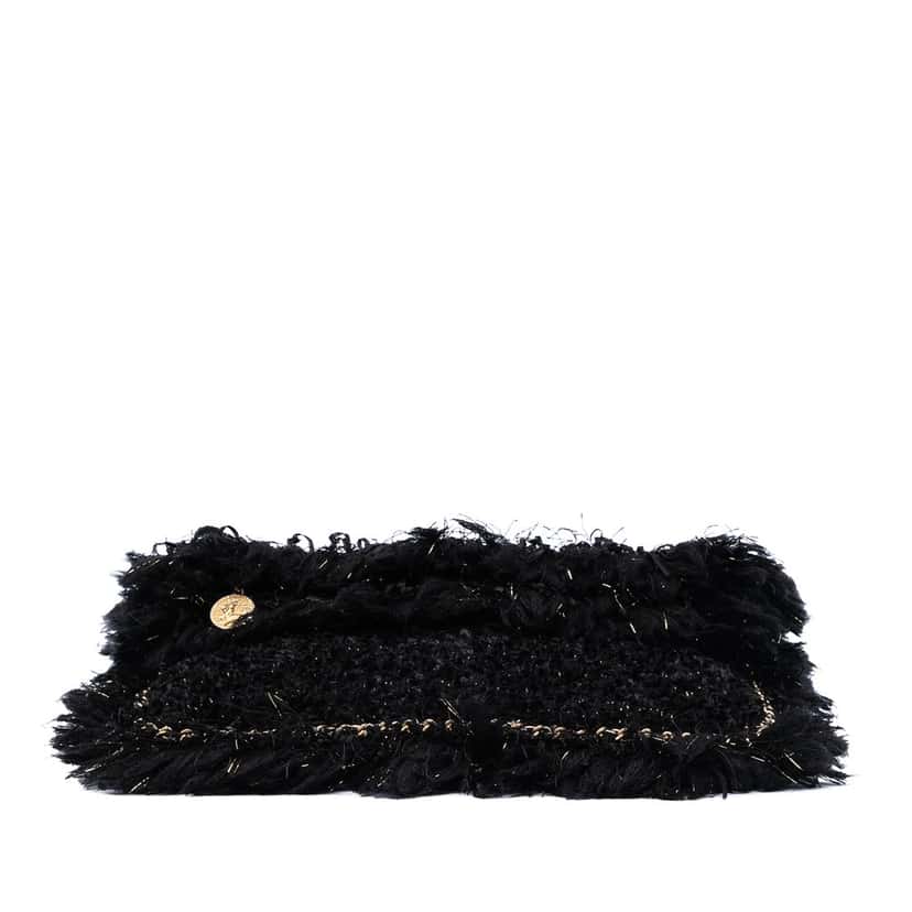 Chanel Paris Cosmopolite Tweed Fringe Clutch Black Very good condition - Inside View