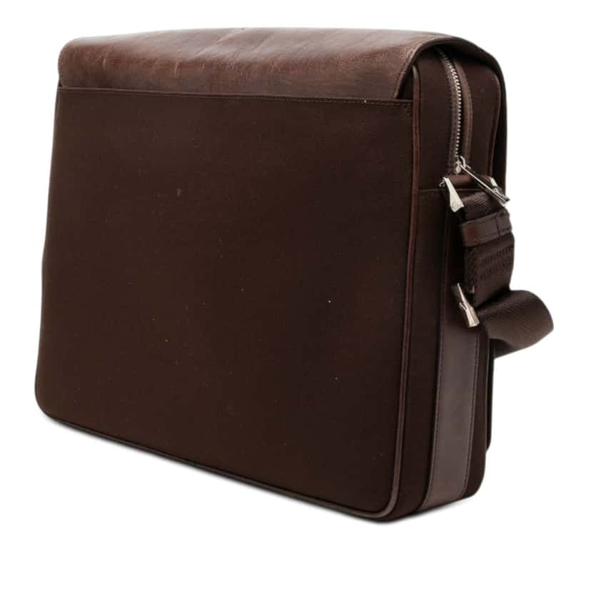 Cartier Leather and Canvas Santos Messenger Bag Brown Leather Very good condition - Back View
